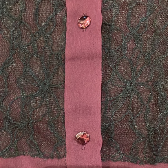 2/$20 Sheer purple Rachel Roy blouse lace panels Large - Picture 7 of 10